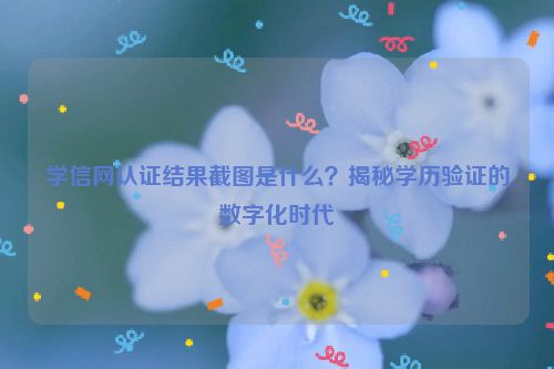 学信网认证结果截图是什么？揭秘学历验证的数字化时代