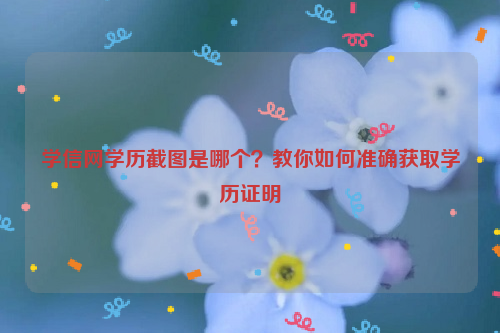 学信网学历截图是哪个？教你如何准确获取学历证明