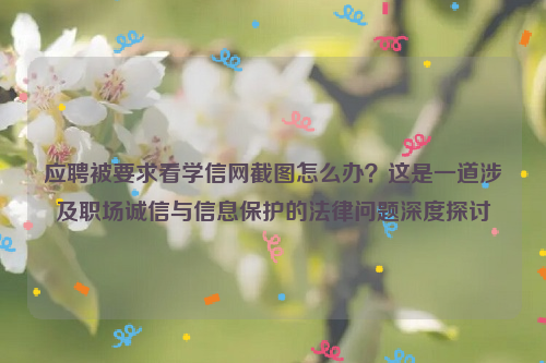 应聘被要求看学信网截图怎么办？这是一道涉及职场诚信与信息保护的法律问题深度探讨