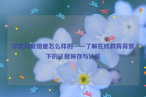 学信网截图是怎么样的——了解在线教育背景下的证据保存与认证