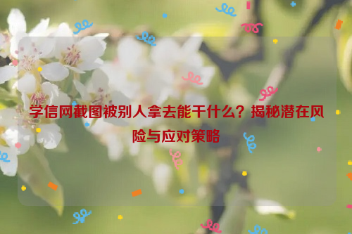 学信网截图被别人拿去能干什么？揭秘潜在风险与应对策略